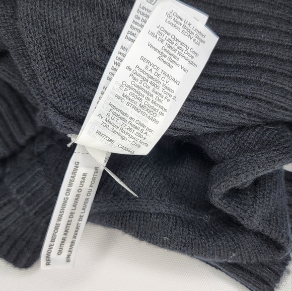 J Crew Lambs Wool Blend Long Sleeve Black Ruffled Collar Keyhole Sweater Size S - Picture 13 of 13